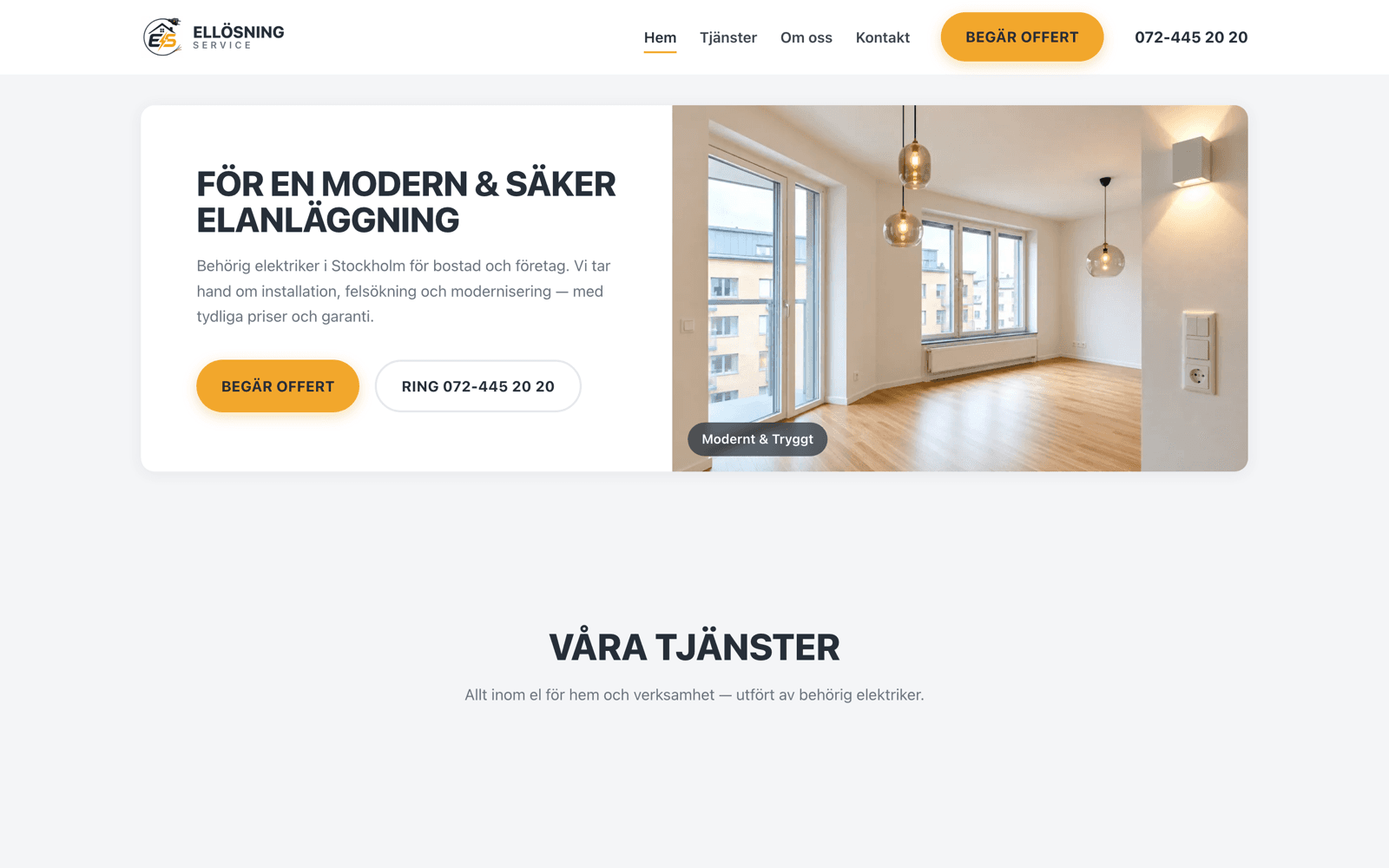 Ellösning Service — skärmdump